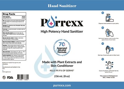 V5 Purrexx Label 236 mL (8 Oz) Isopropyl 70  01